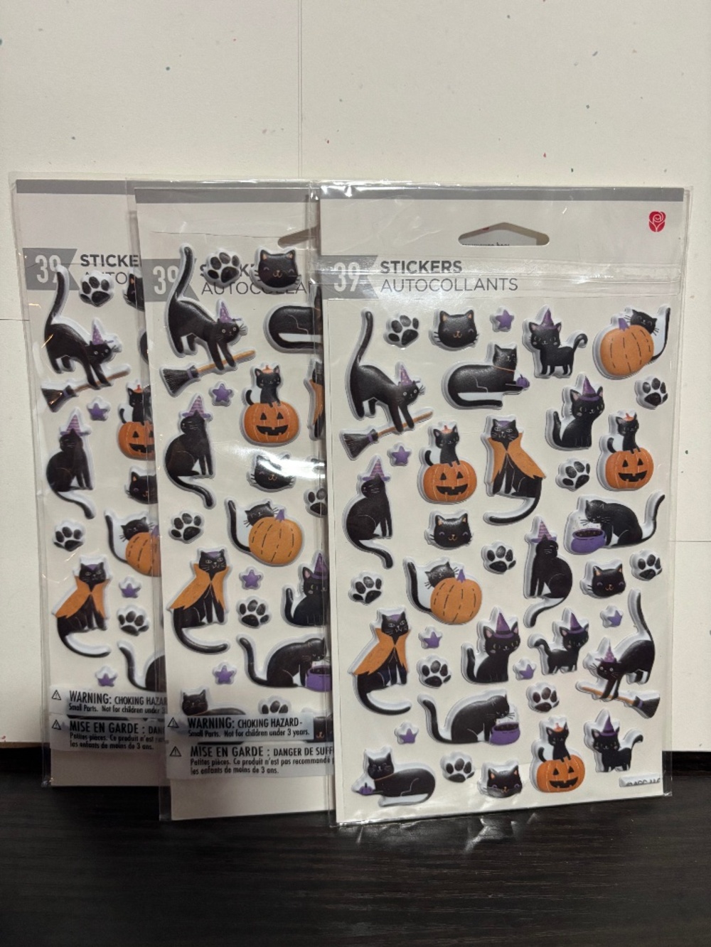 Black Cat Halloween stickers x3